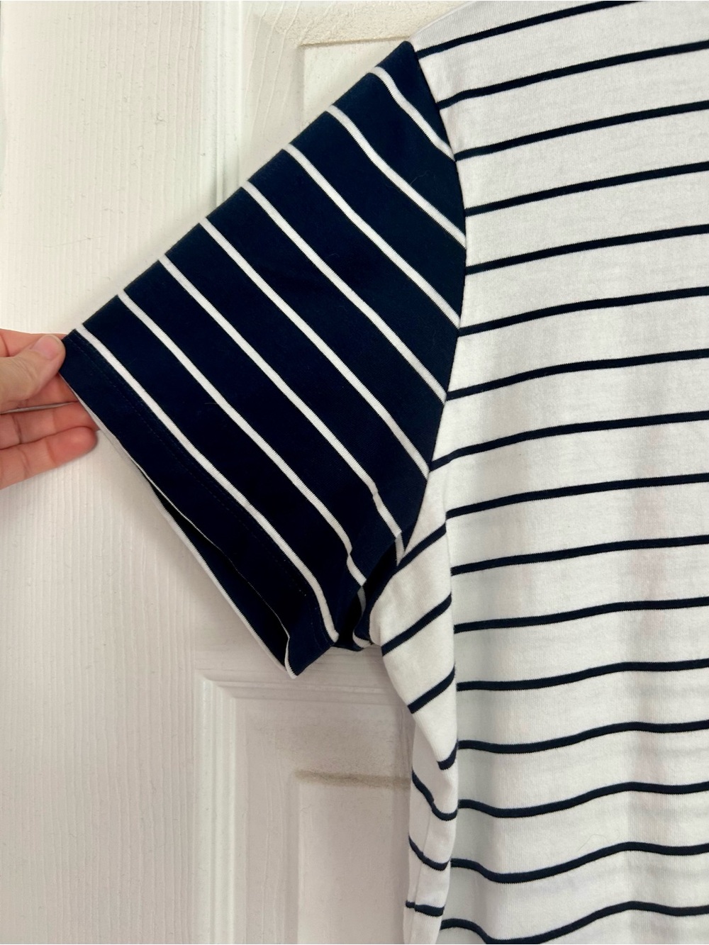 Lands End Striped Crewneck Tee - Navy & White - Picture 2 of 4